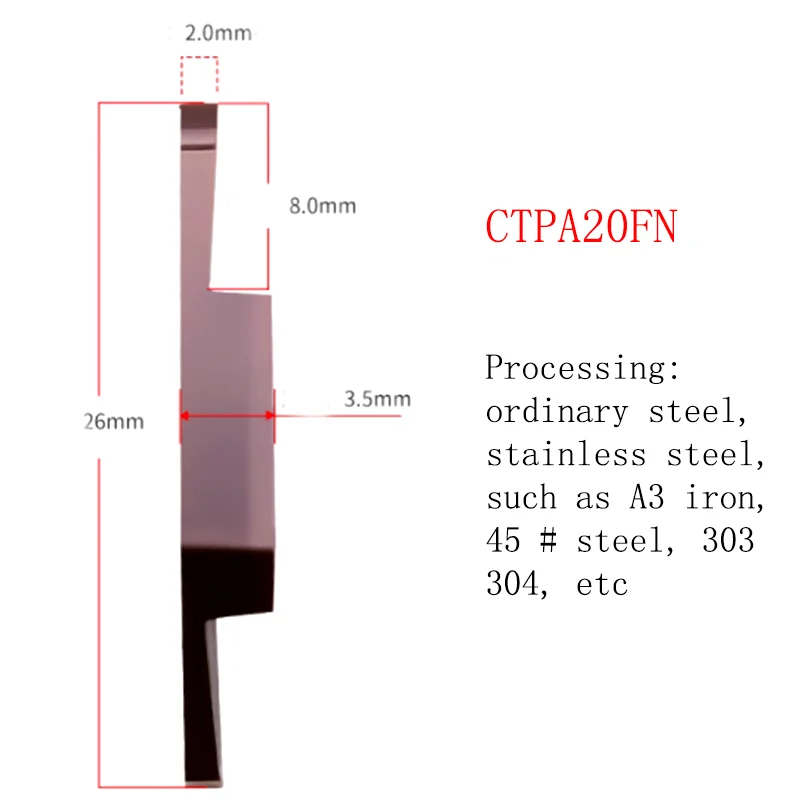 5PCS CNC Insert Core Walking Machine Cutting Groove Cutter CTP 10FN  Inclined Mouth CTPA 15FR Flat Mouth Inserts