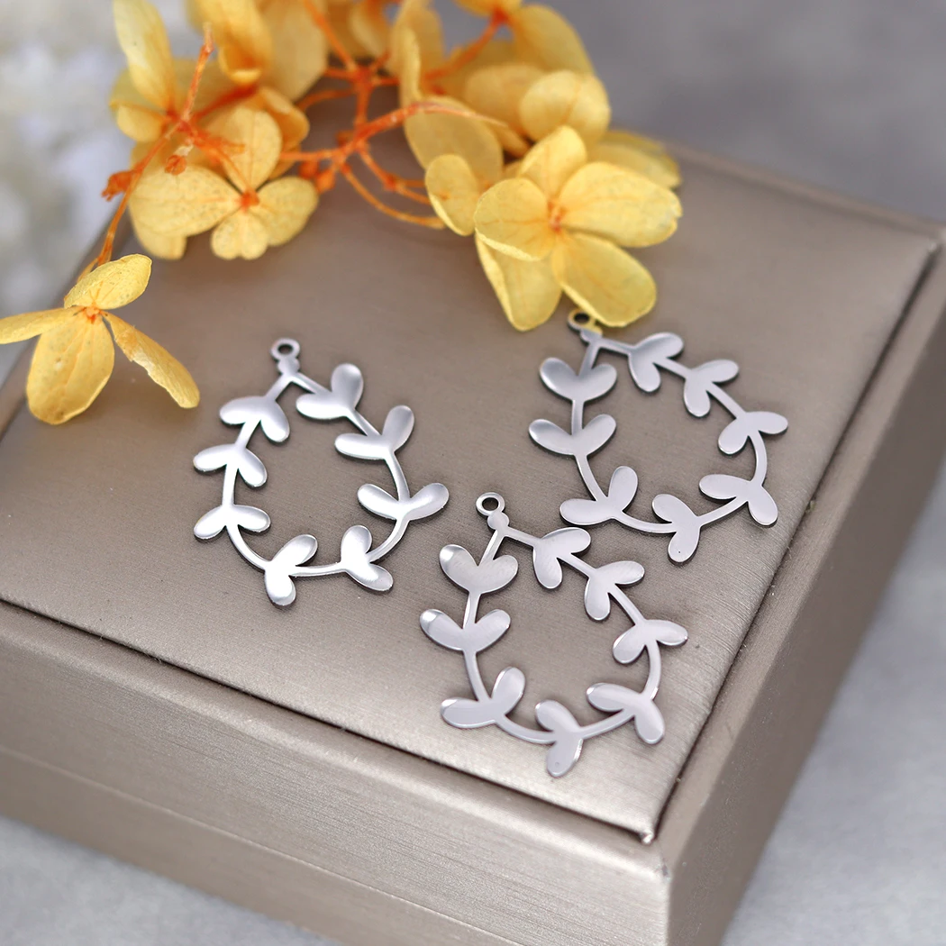 3pcs Olive Branch Laurel Wreath Jewelry Components For Dly Bracelets Necklaces Charming Pendants Crafts Jewelry Making