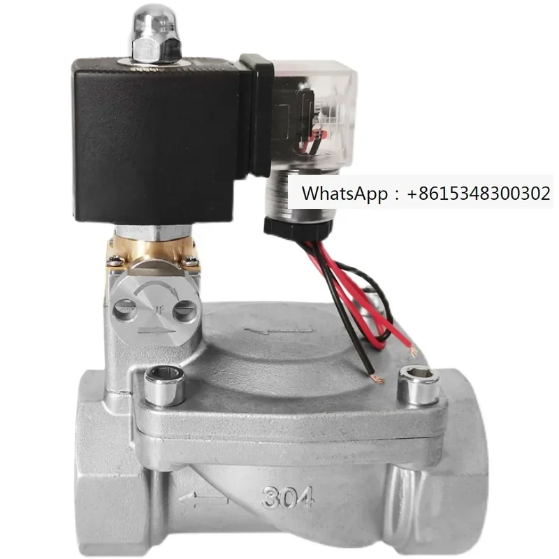 Normally closed 304 stainless steel high-pressure solenoid valve waterproof coil pilot diaphragm electronic control switch