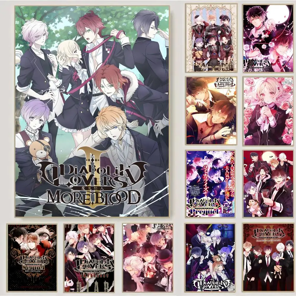 Diabolik Lovers Anime Gothic Romance Poster Waterproof Sticky Wall Art Print For Bedroom Living Room Hallway Bar Home Decor