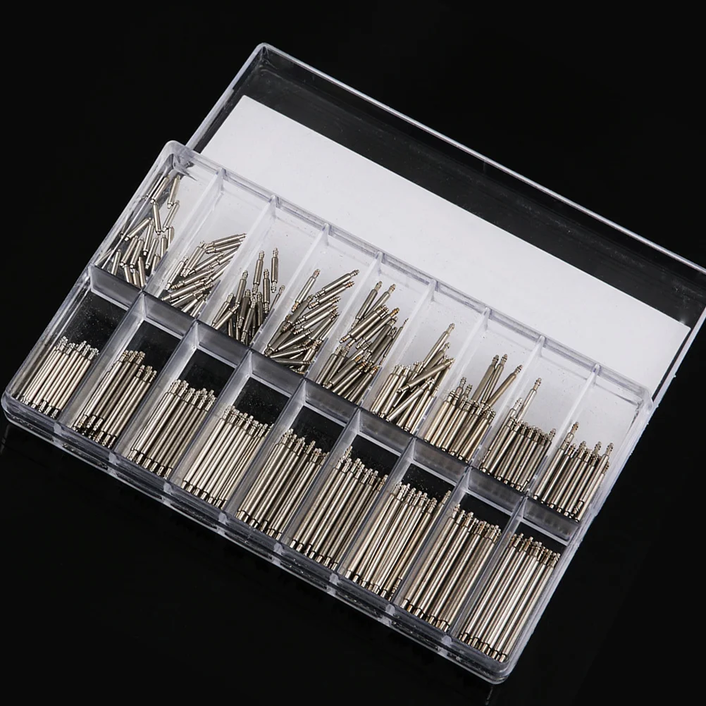 

360Pcs Stainless Steel Watch Band Spring Pins Double Flange Metal Repair Links 6-23mm Transparent Case Watch Pin Spring Bar