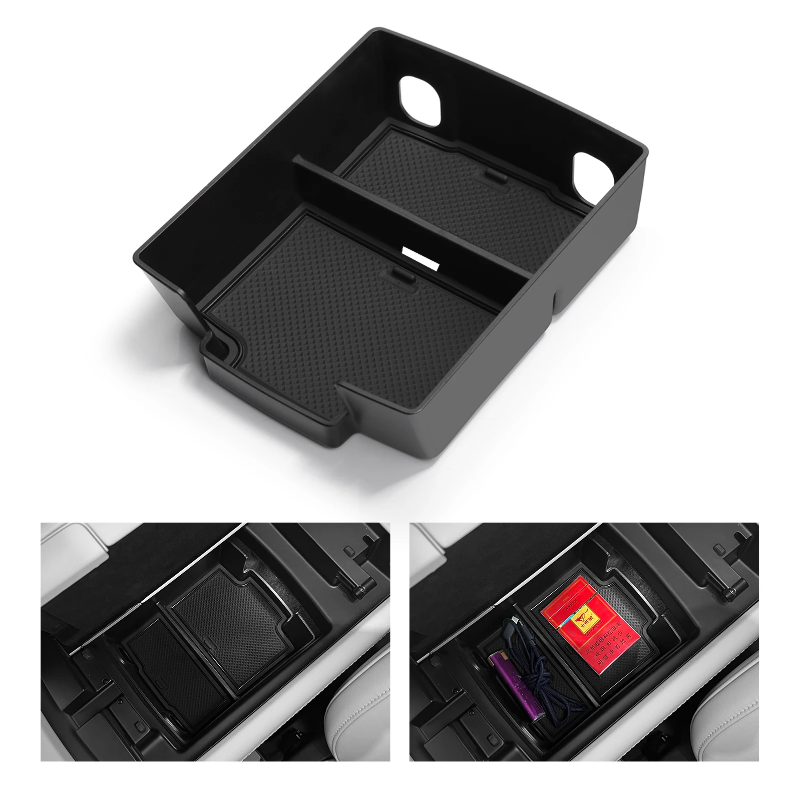 SMABEE Center Console Armrest Storage Box for NIO EL6 2023 2024 Car Central Tray Organizer Accessories Tidying Black ABS+PVC