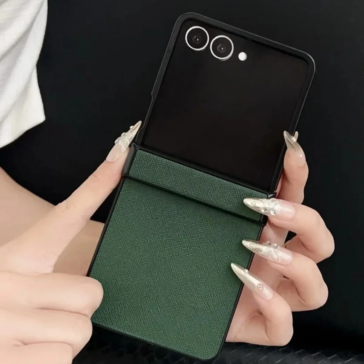 PU Leather Hinge Protective Phone Case for Samsung Galaxy Z Flip 7 FE 6  5 4 3 Flip7 Flip6 Flip5 Flip4 Flip3 Shockproof Cover