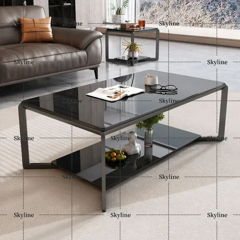 Modern Office Sofa and Glass Coffee Table Set for Business Meeting Reception Area Simple Negotiation Tea Table with Small