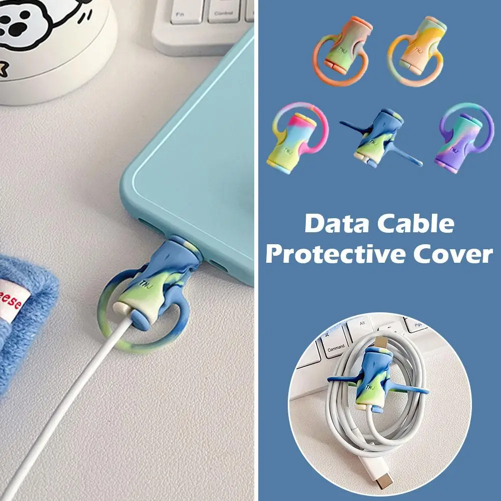 Data Cable Protective Cover Silicone Cartoon Smile Wire Charging Cover Protective Breakage Phone Head Mobile Protective N9Y0