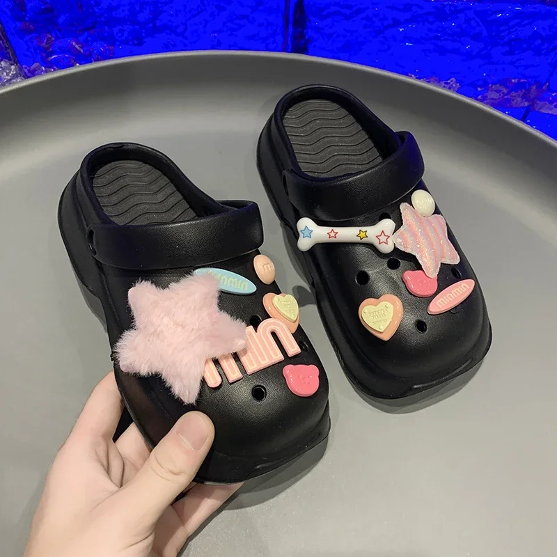 Children Sandals for Girls 2024 Summer New Fashion Comfortable Thick Sole Anti-slippery Casual Tredny Korean Style Beach Shoes