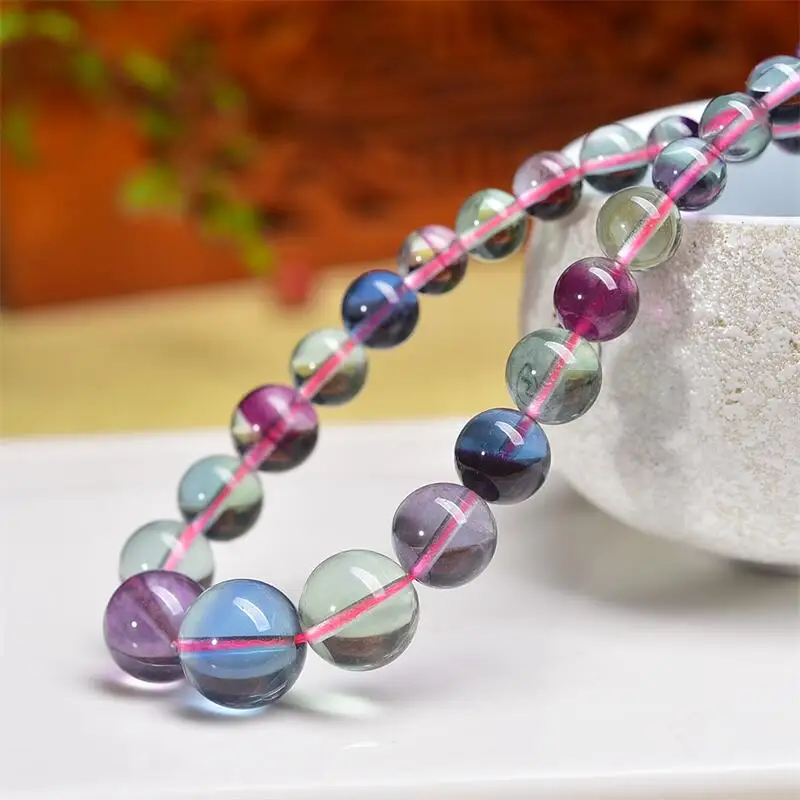 

6-12MM Natural Colored Fluorite Necklace Clavicle Lady Fashion Jewelry Healing Fengshui Lucky Holiday Gift 1PCS