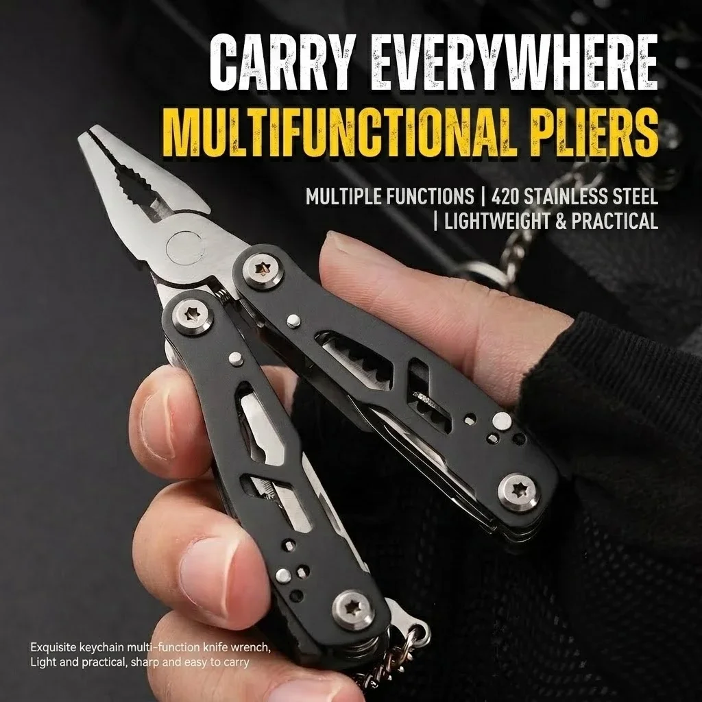 Outdoor Combination Pliers Pocket Multifunctional Pliers Tool with Bottle opener, Nail File, Pliers,Knife Camping Survival Tools