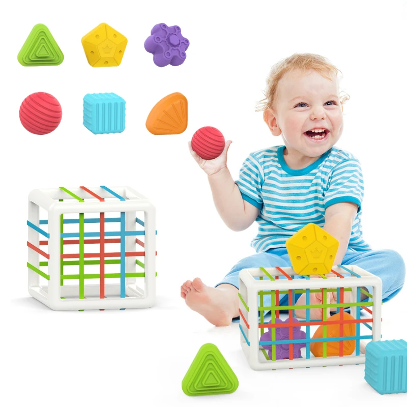 Montessori Kleurrijke Vorm Blokken Sorteren Game Baby Motor Vaardigheid Tactile Leren Educatief Speelgoed Voor Kinderen Bebe Geboorte Gift