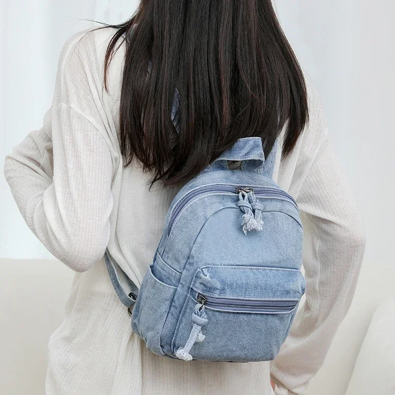 Denim Zipper Sewing Thread 2024 New High Quality Fashion Backpack Softback Youth Casual Versatile Large Capacity Bags