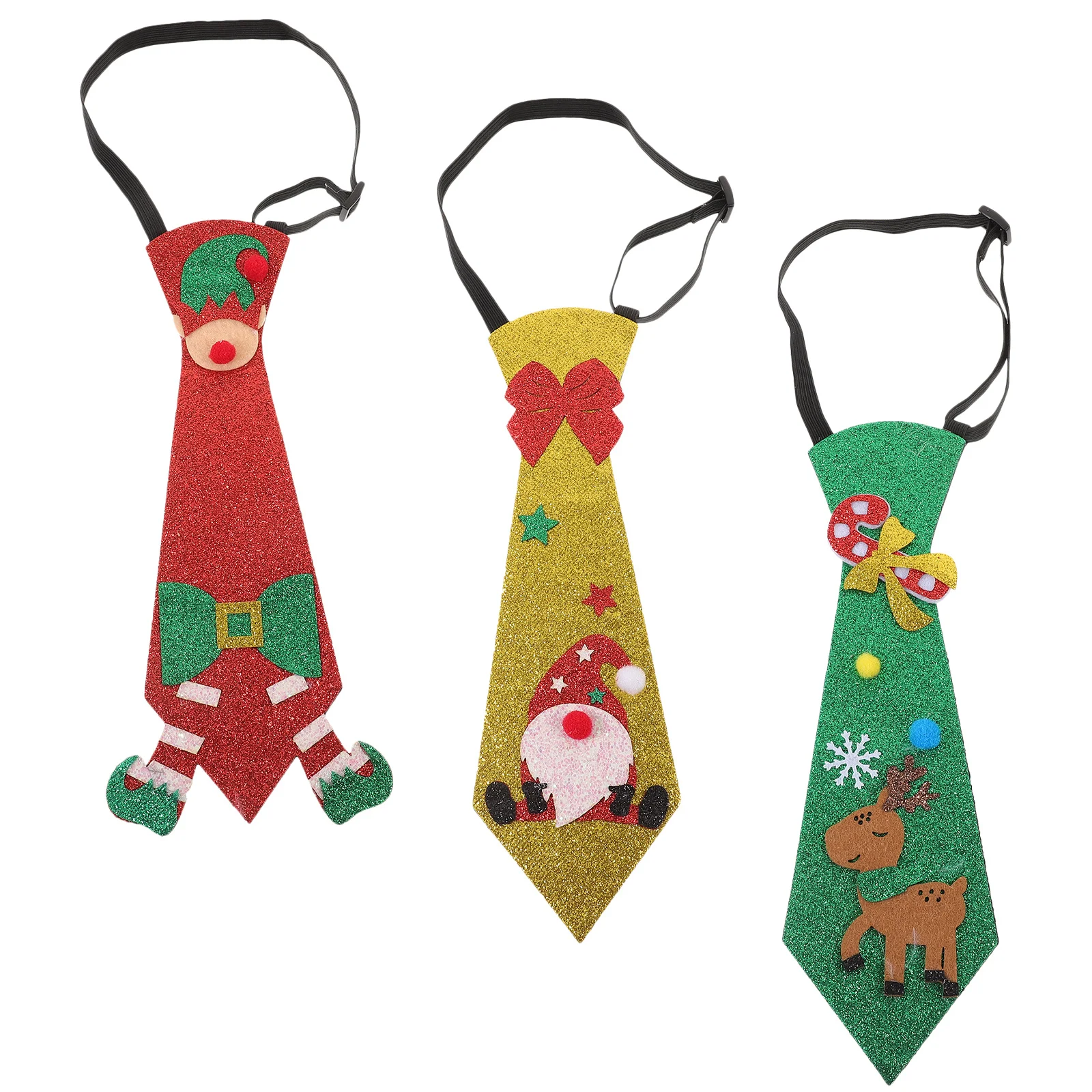 

3Pcs Christmas Necktie Decor Holiday Printed Ties Festive Party Accessories Xmas Costume Supplies for Men Women
