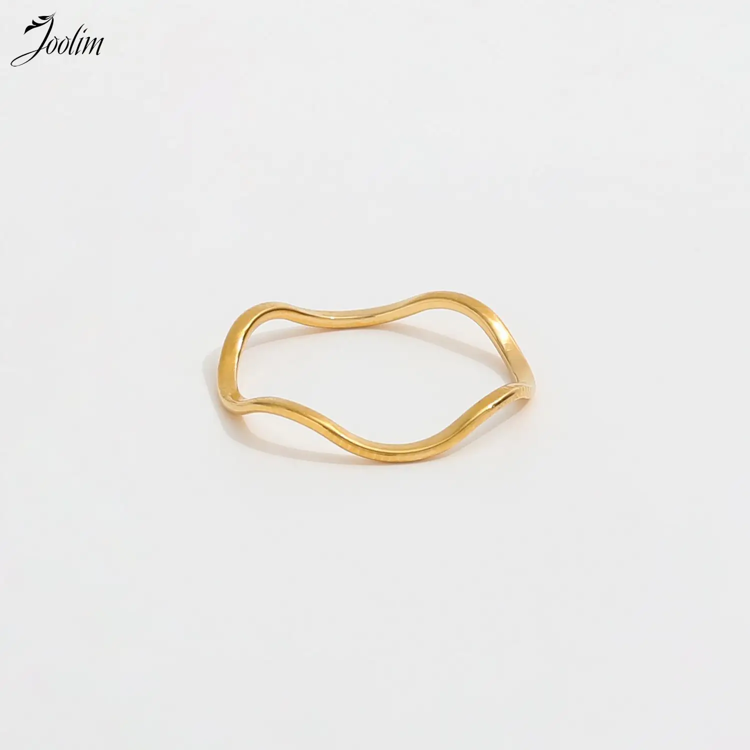 Joolim Jewelry Wholesale High End PVD Waterproof Fashion Fold Wear Fine Wave Stainless Steel Ring For Couples