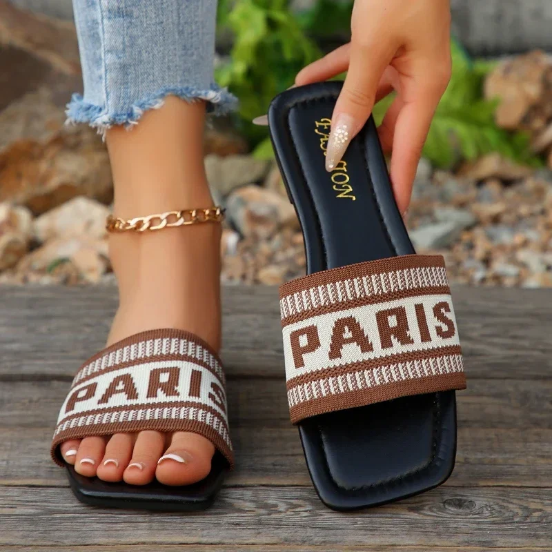 Fashionable Classic Simplicity Sandals Slides Women New Slippers Cloth Cover Letter Outdoor Casual Flat Bottom Slippers Women image 6