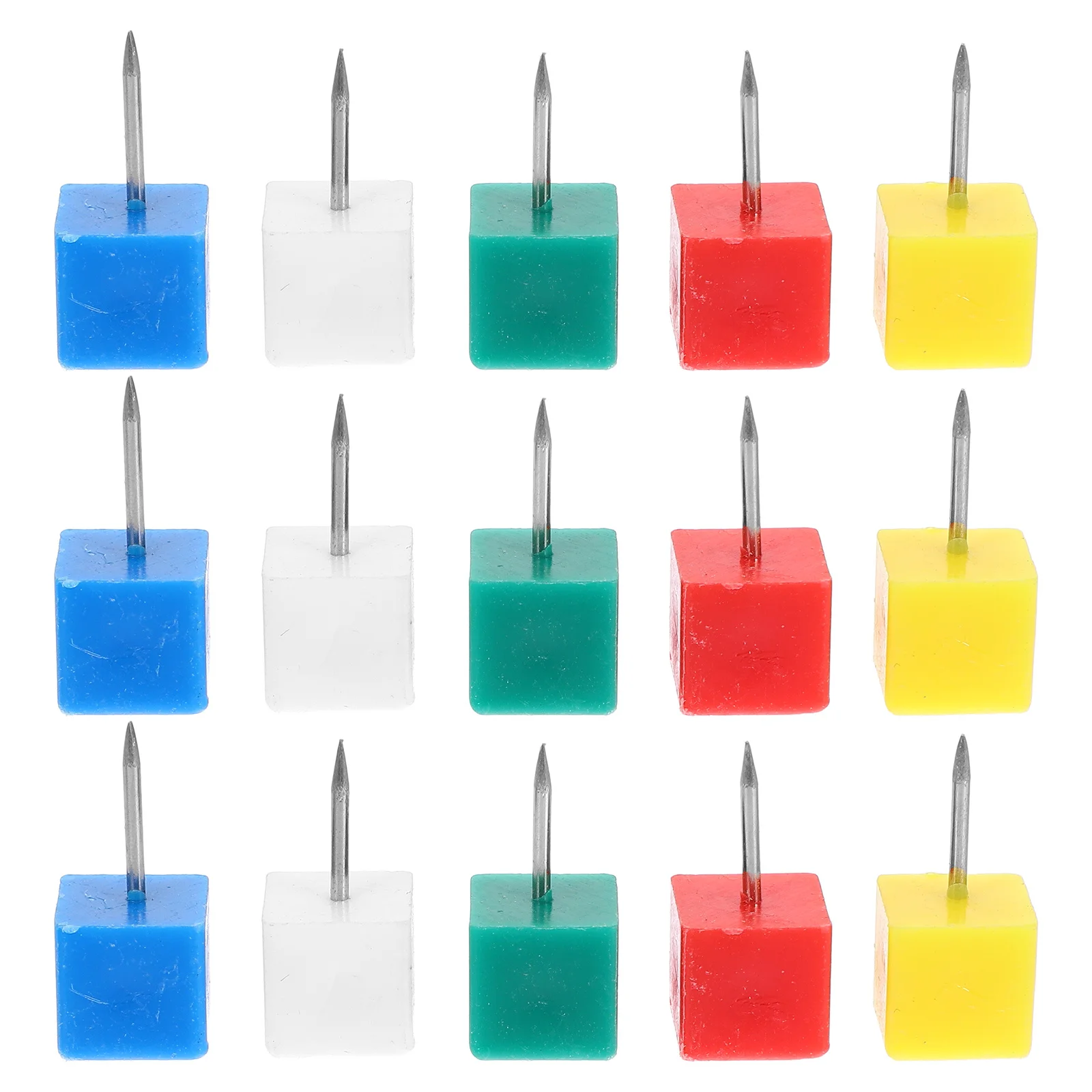 

100Pcs Colorful Square Head Push Pins Transparent Storage Can Multi Color Map Tacks Bulletin Board Pins Office Use