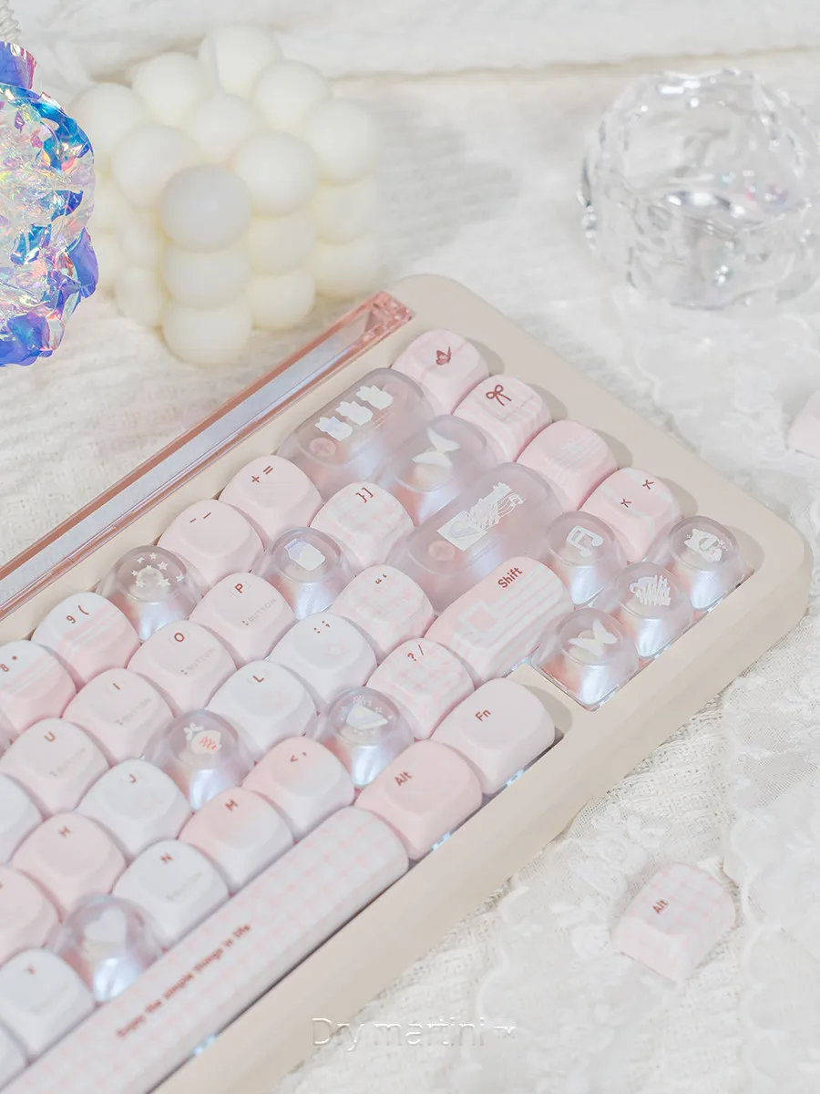 130 Keys Cute Mcghan Keycaps MO Keycaps PBT Pink Key Gift for Girl Cute DYE-SUB Mechanical Keyboard for Made68 Mad68 Wooting 60