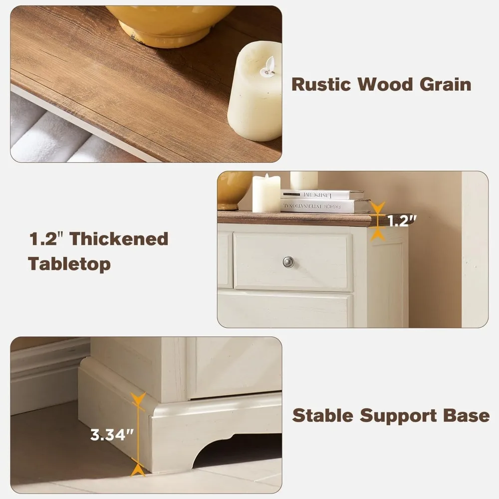 خزانة خشبية عتيقة ذات 7 أدراج لغرفة النوم، منظم تخزين ريفي مع سحر عتيق