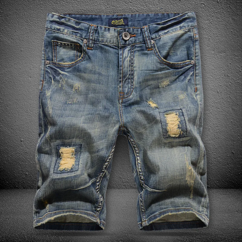 

Мужские джинсы в стиле ретро, длина до середины икры, выцветший хлопок, эластичные, повседневные, со средней посадкой, прямые, молодежные, летние