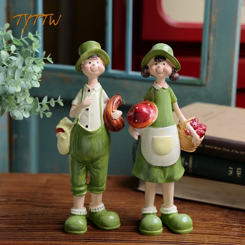 American Country Forest Sunlight Green Life Couple Series Wedding Student Gifts Doll Ornaments Resin Decorative Tabletop Figures
