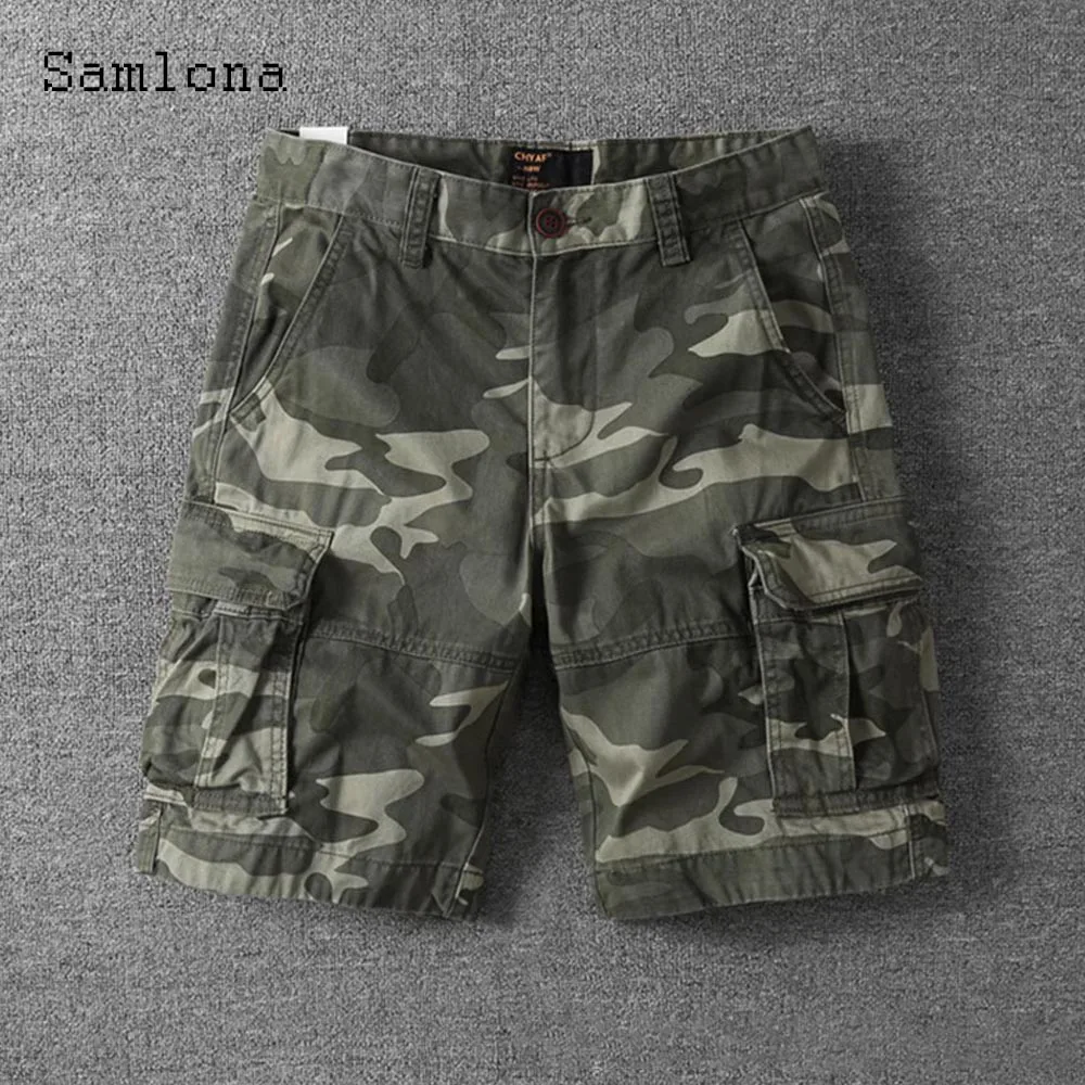 2025 유럽 스타일 남성 스탠드 포켓 캐주얼 베이직 반바지 신상 여름 아웃도어 패션 카모플라쥬 반바지 남성 빈티지 숏 팬츠
