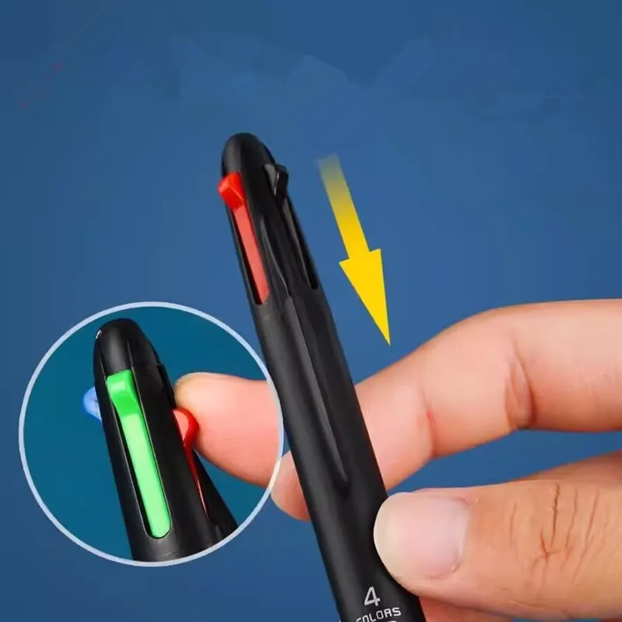 DELI 4 In 1 Ballpoint Pen 0.7 mm Multicolor Ball Pens 1/3/12pc Blue Black Red Green Writing Pen School Office Stationery