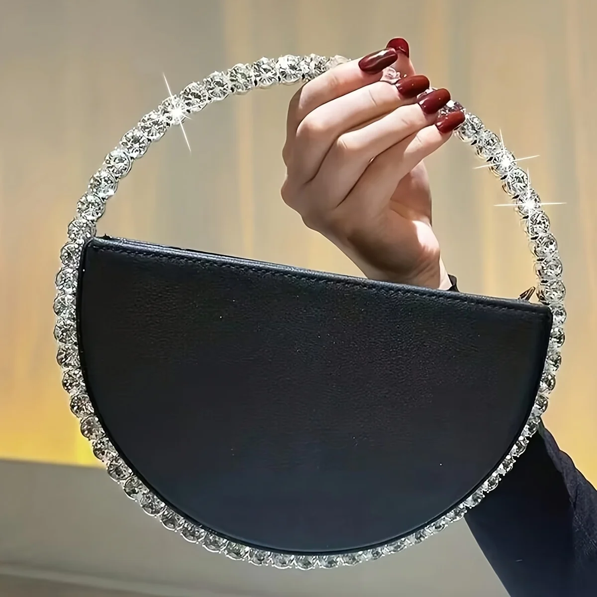 

New classic trend women's round crystal diamond hand-held evening bag fashionable and versatile portable clutch bag