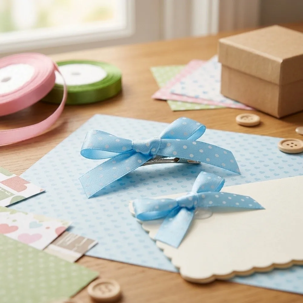 Pre Tied 1cm For Polka Dot Satin Bows for DIY Projects Wrapping Hairpins Clothing Scrapbooking Cards Baby Shower