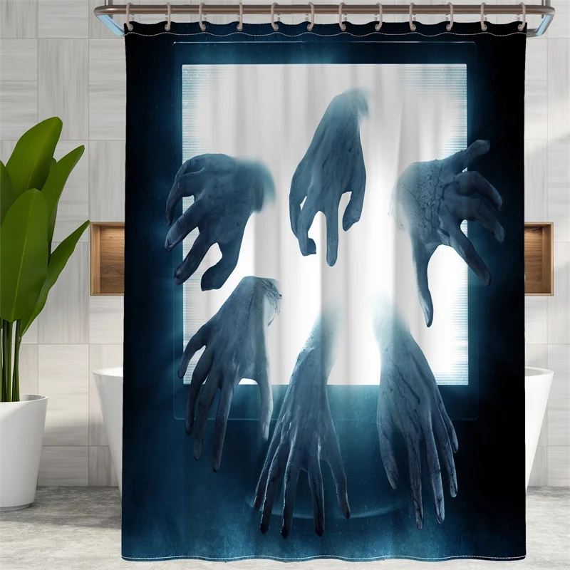 Halloween Shower Curtain Window Curtains Horror Bloody Hands Bathroom Shower Curtains for Halloween Decor 180*180cm Bath Curtain