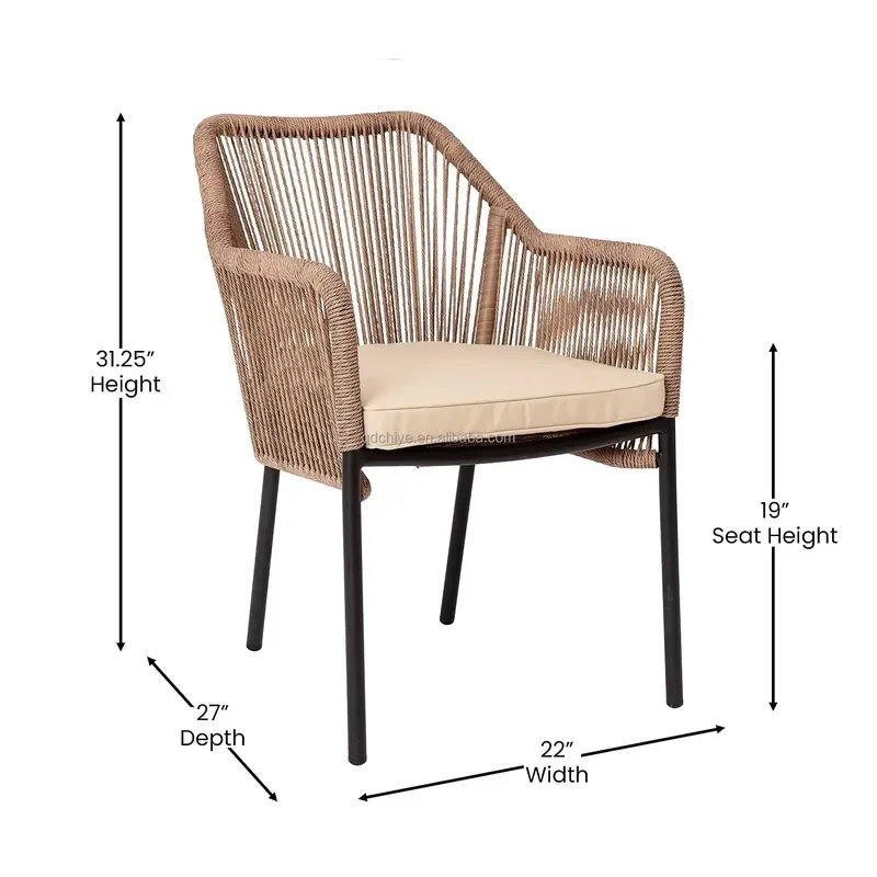 for Patio Dining Chairs Outdoor Seating for Backyard Poolside Balcony with Woven Wicker Design 250lb Weight Capacity