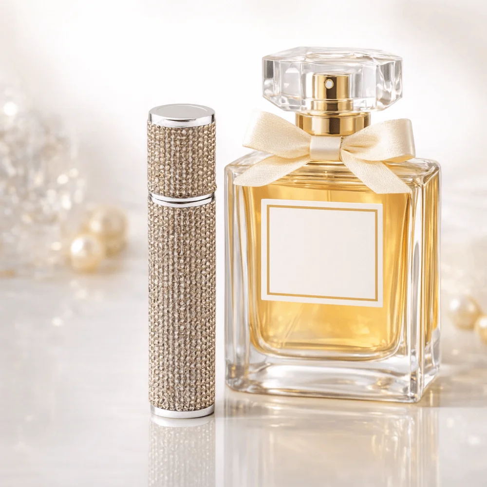 ขวดสเปรย์แบบเติมได้ ขนาด 10 มล. ประดับคริสตัลเต็มขวด ป้องกันการรั่วซึม พ่นละอองละเอียด สำหรับใส่เครื่องสำอาง พกพาสะดวก