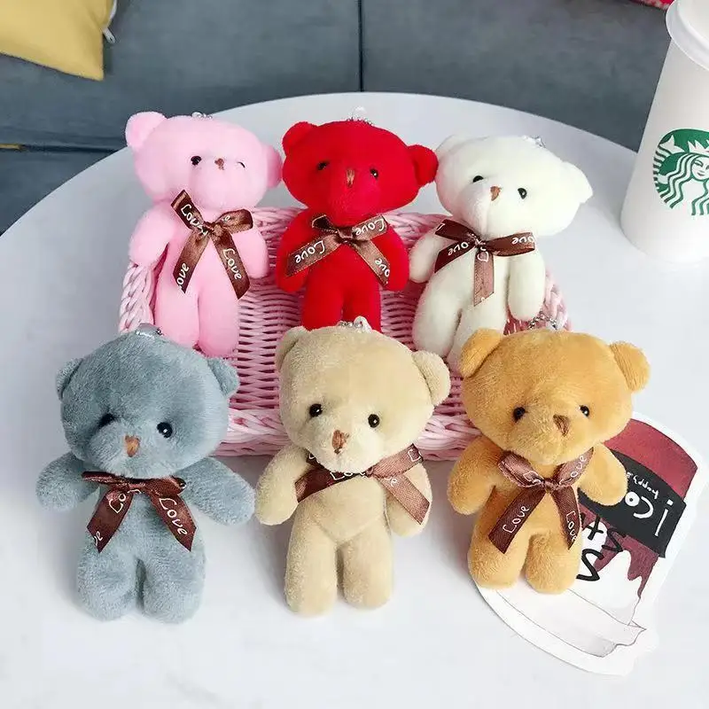 10pcs Teddy Bear Doll Pendant Plush Toy Colorful Teddy Plush Keychain Soft Stuffed Bear Toy For Girls Bag Pendent Children Gifts