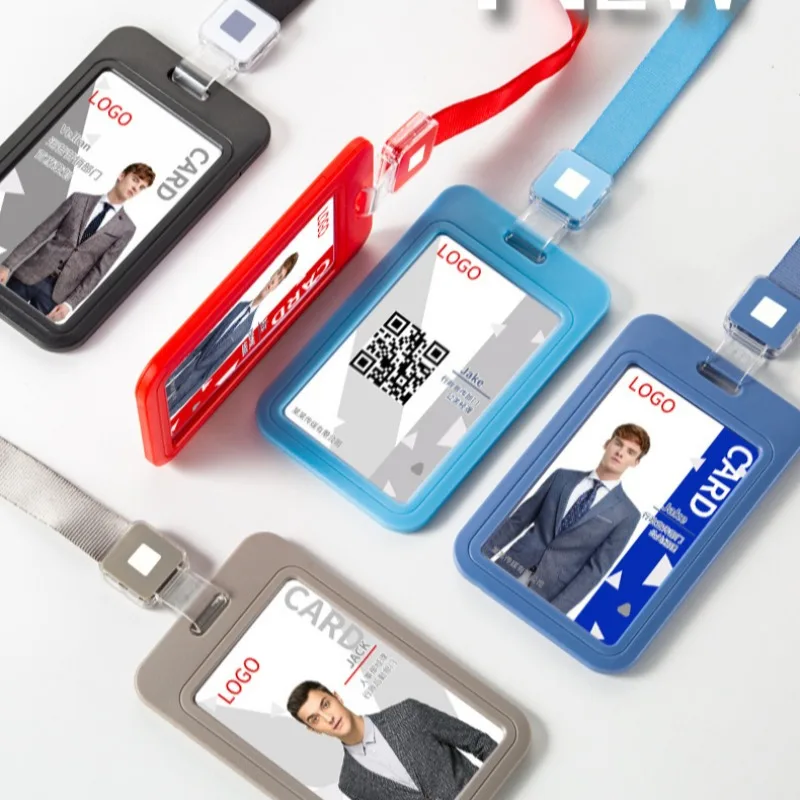 1Pc Cute Double Sided Transparent ID Card Holder Horizontal Waterproof Name Badge Holder Working Permit Case Office Supplies