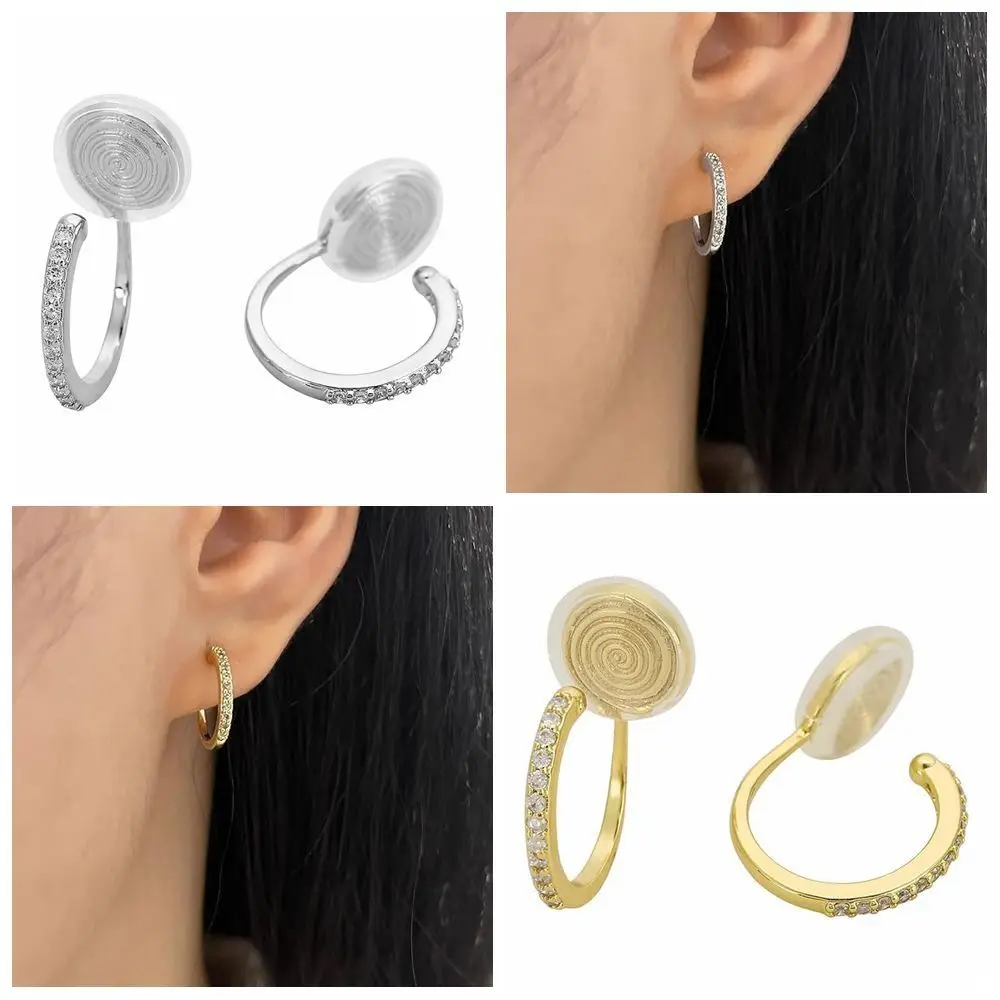 Copper Pressure Earrings Rhinestone Gold Color Spiral Cartilage Ear Cuff Lightweight Silver Color Clip on Compression Earring