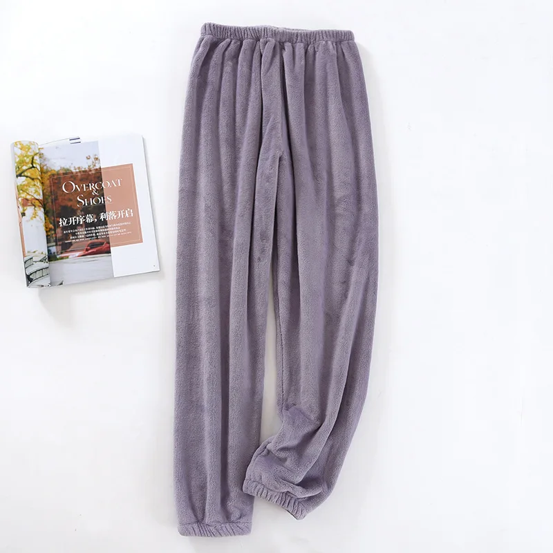 New autumn and winter couple trousers flannel warm pajama pants coral fleece men and women thickened home loose foot trousers