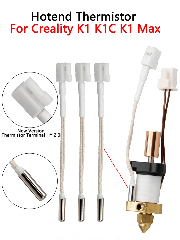 Thermistance Hotend pour Creality K1 K1C, Terminal HY 2.0 adapté à la nouvelle Version, pièce de rechange pour imprimante 3D Creality K1 Max