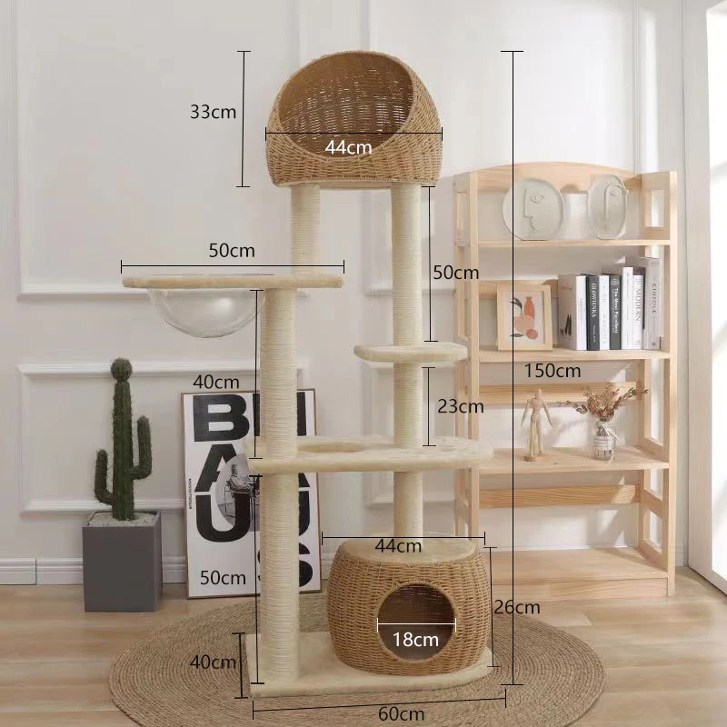 Multi-Story Cat Tree House multifunctional cat house Multi-layer tower cat scratching board Wooden pet supplies