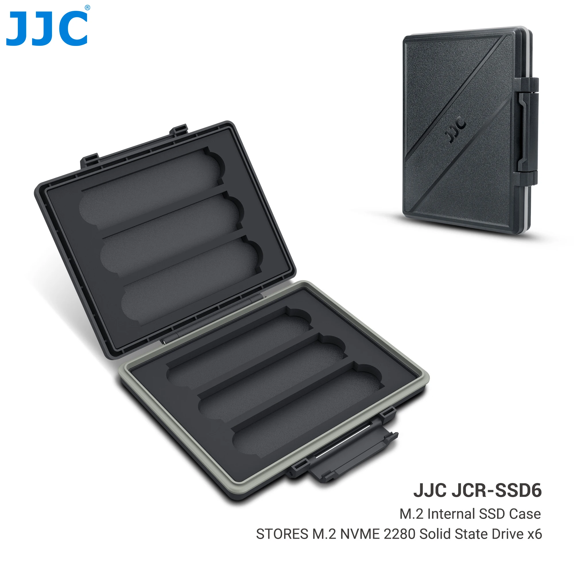 JJC 6 Slots M.2 2280 2260 2240 2242 2230 Case M.2 SSD Holder Storage M.2 Drive Storage NVMe M.2 2280 SSD Card Case Shockproof