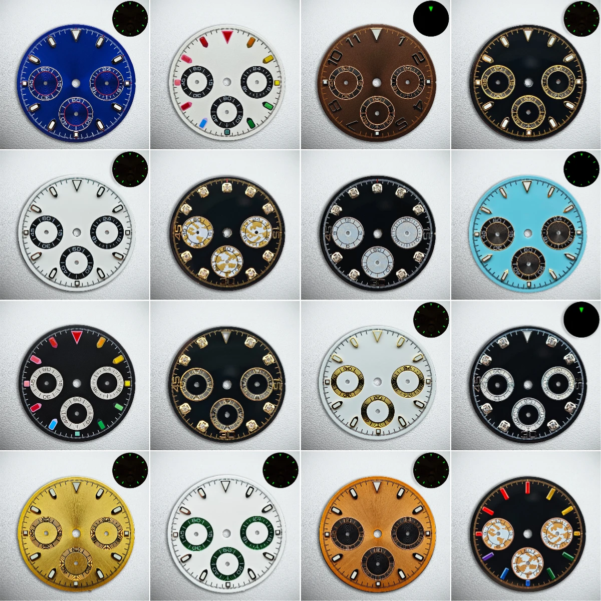 

Высококачественный циферблат VK63 с зеленым свечением в темноте, 29 мм, с серебряными стрелками, подходит для кварцевого механизма VK63, аксессуары для мужских часов