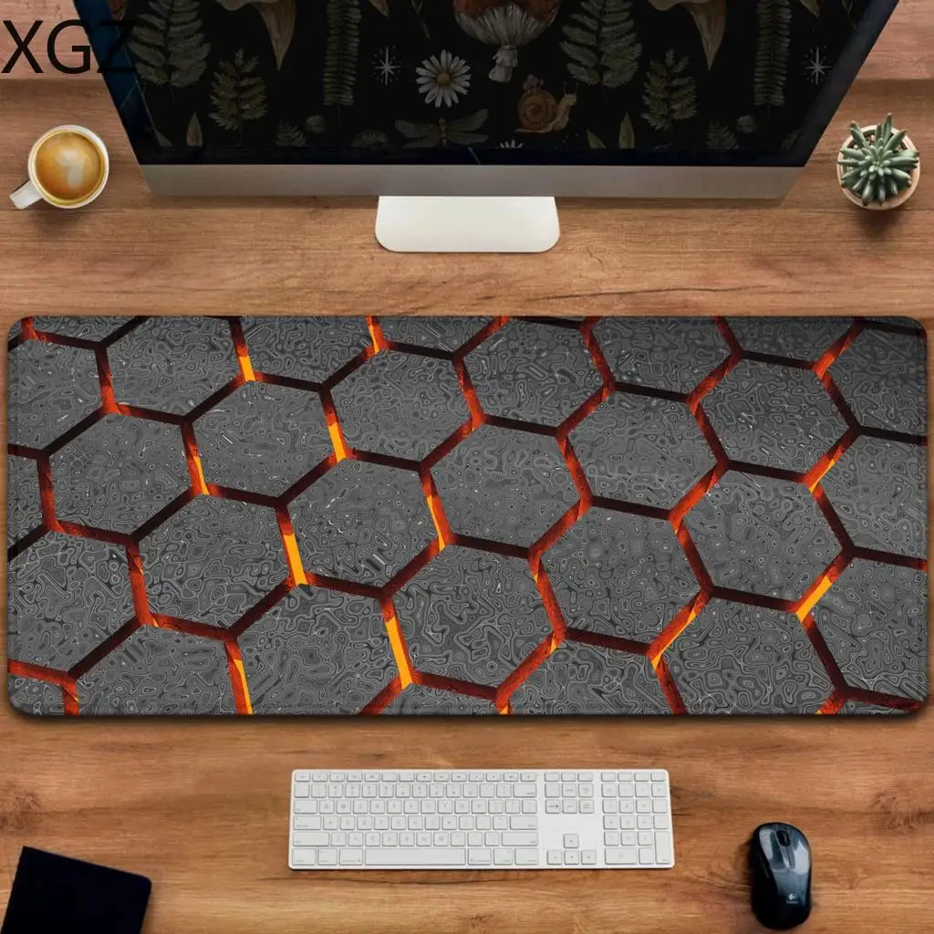 New 3D hexagonal geometric gaming mouse pad large computer keyboard desk pad 900x400mm fine seams suitable for home office