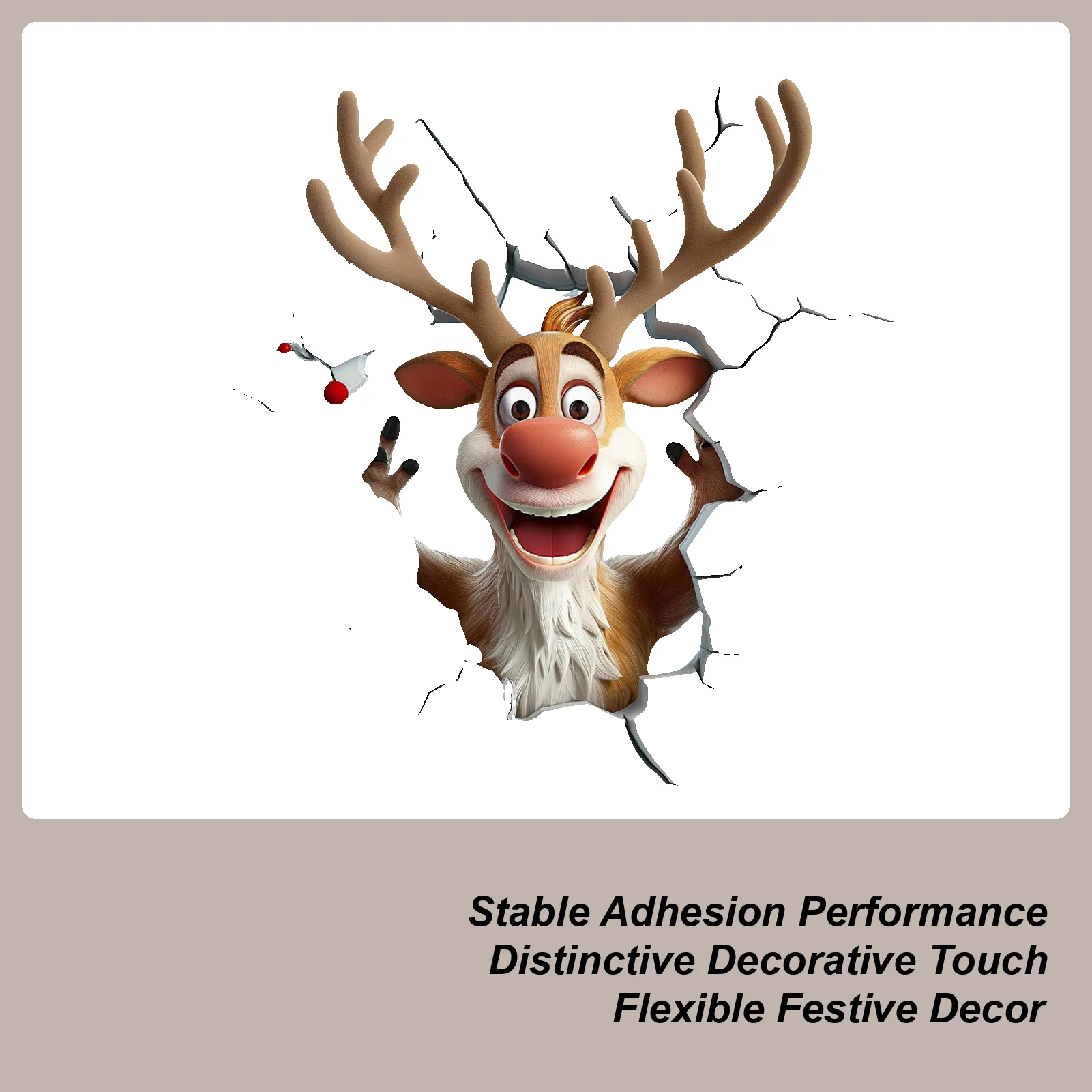Window Wall Decals 3D Visual Design Art Clings Reindeer Christmas Window Wall Art Decals For Door Room Home Party Shop Bathroom
