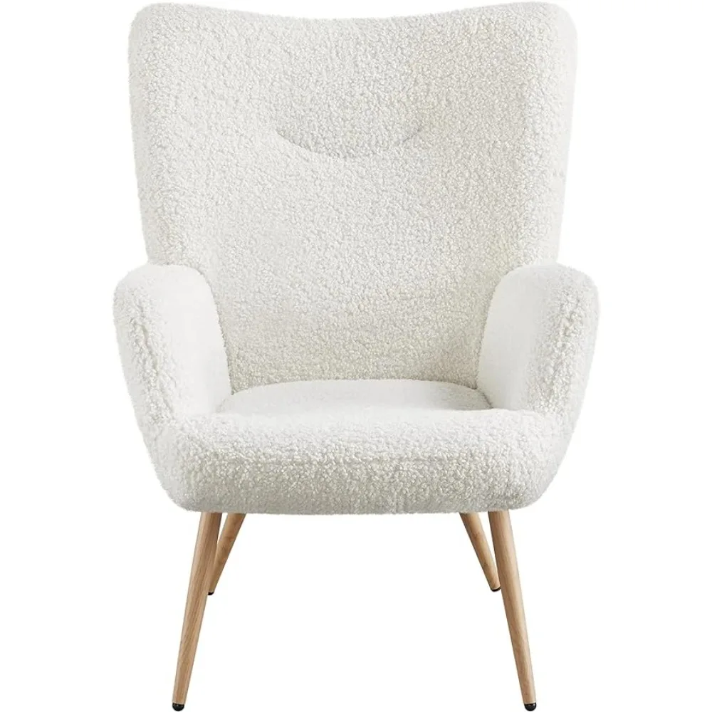 Modern Vanity Chair,High Back and Soft Padded,Wood Legs and Soft Padded,Comfy Side Chair for Bedroom/Office/Stu