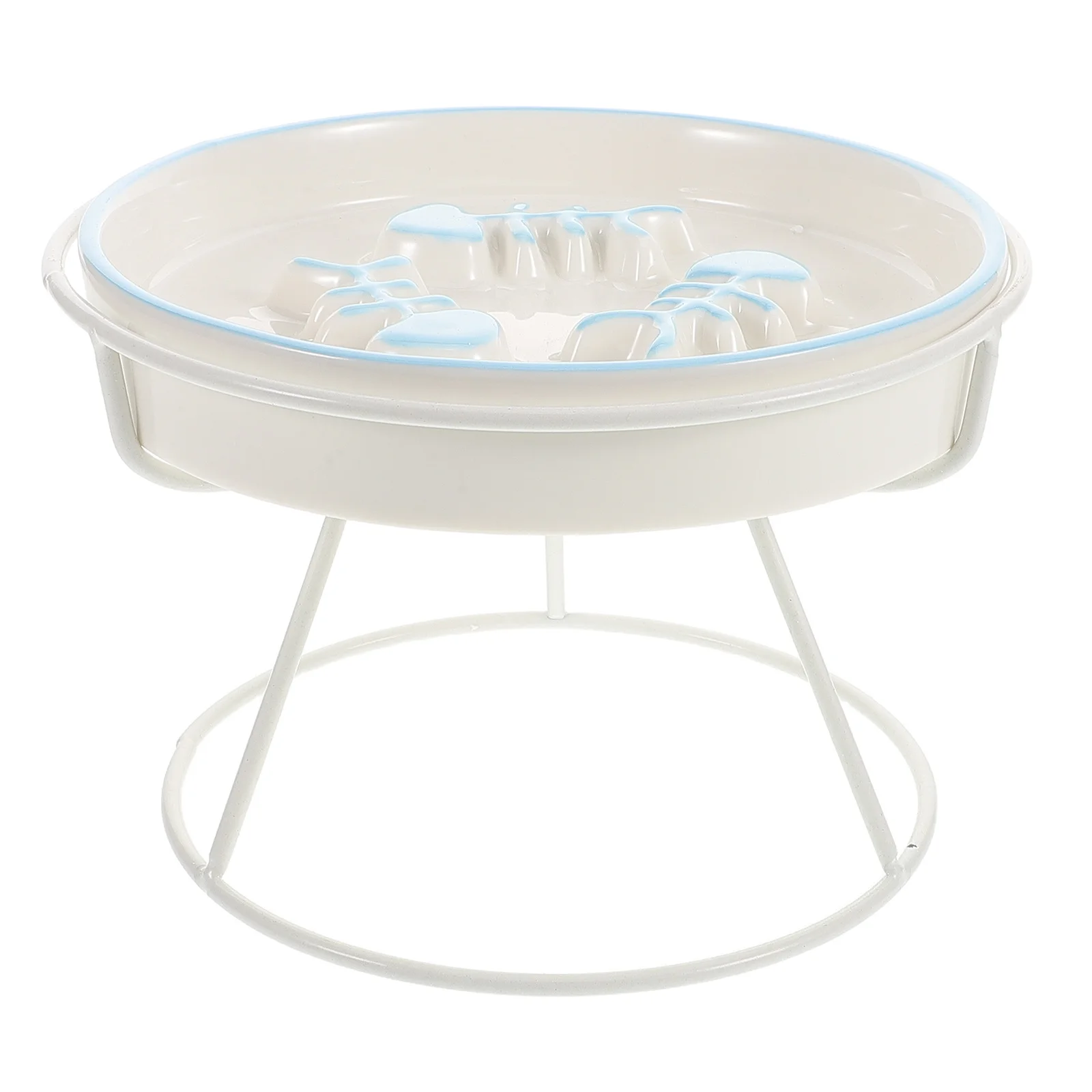 

Elevated Ceramic Cat Bowl Slow Feeding Raised Pet Food Dish for Cats Small Dogs Iron Stand Food and Water Feeder