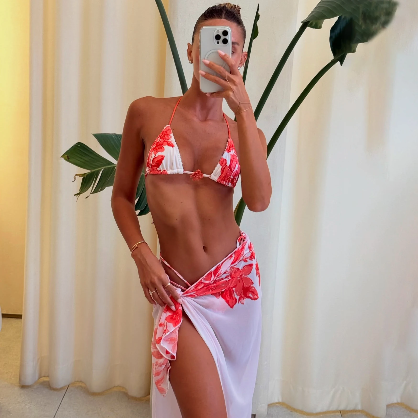 3Pcs Floral Bikini Set 2025 Women Swimsuit Bandeau Biquini Sexy Swimwear Female Micro Swim Suits Push Up Bathingsuit Beachwear