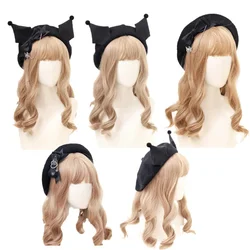 Kawaii Kuromi Cartoon Bow Tie Berets Women Anime Sanrioed Girl Heart Cute Jk Sweet Cool Autumn Winter Hat Girl Gift