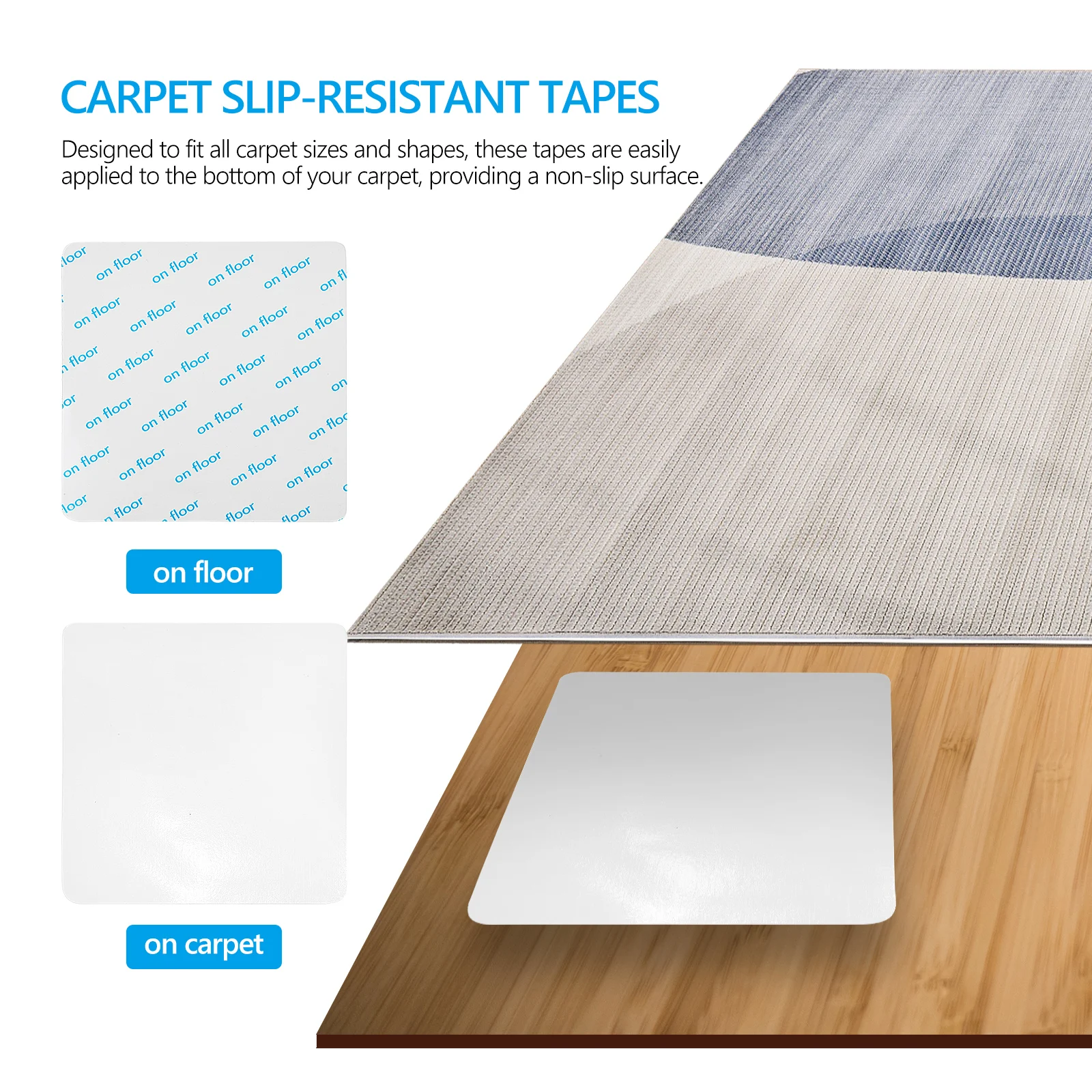 

16pcs White Rug Non Slip Pads 100x100mm Washable Gripper Carpet Tape Sticker Easy Apply Safe Use Friendly Floor