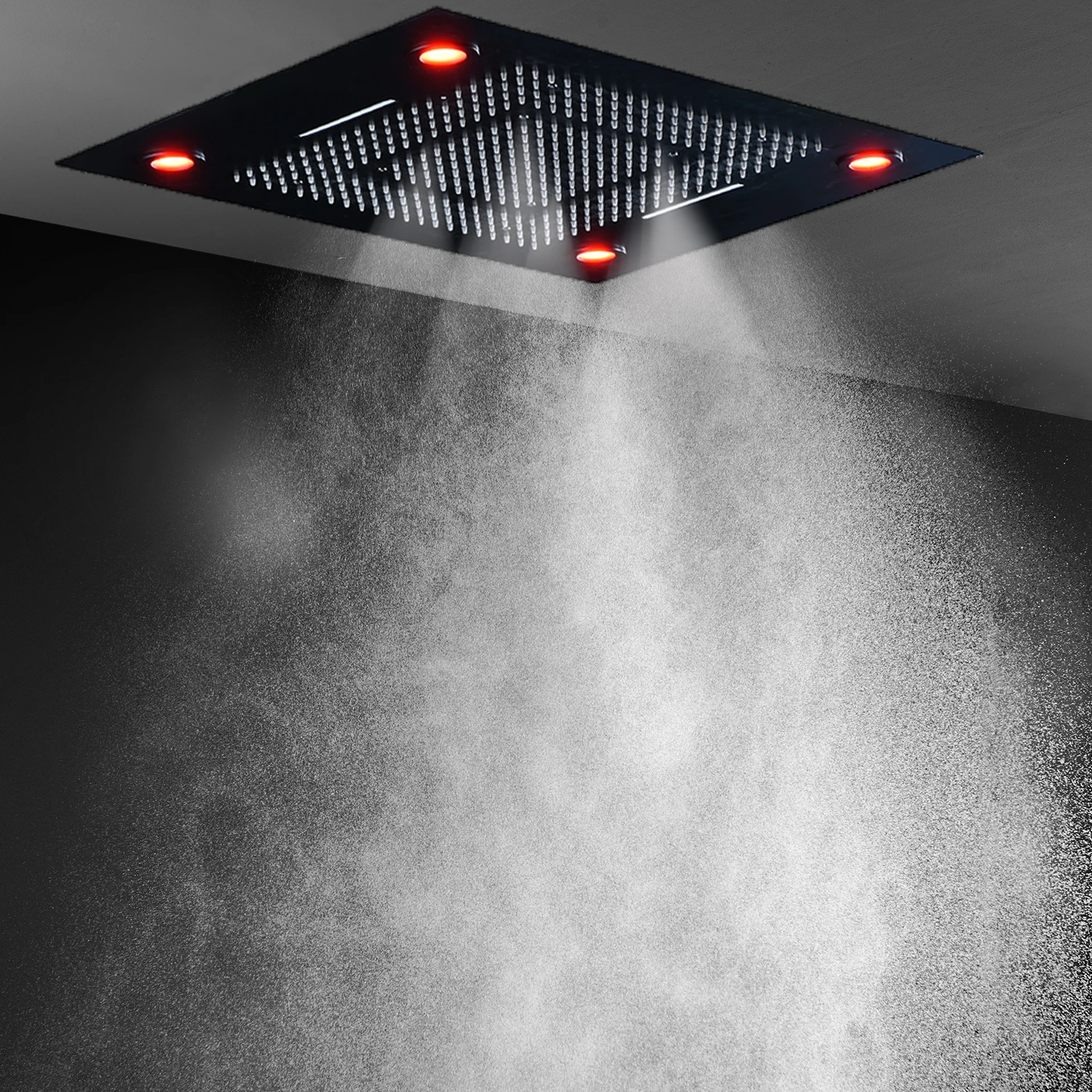 Imagem -03 - Ceilinig-modern Conjunto Chuveiro Termostático Led Chuveiro Duplo Rainfall Massagem Cachoeira Showerhead Misty Funções 600x800 mm