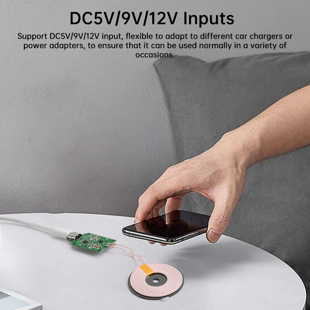 15W High-power Wireless Charging Module 5V/9V/QC/PD Input Vehicle Wireless Charging Transmitter