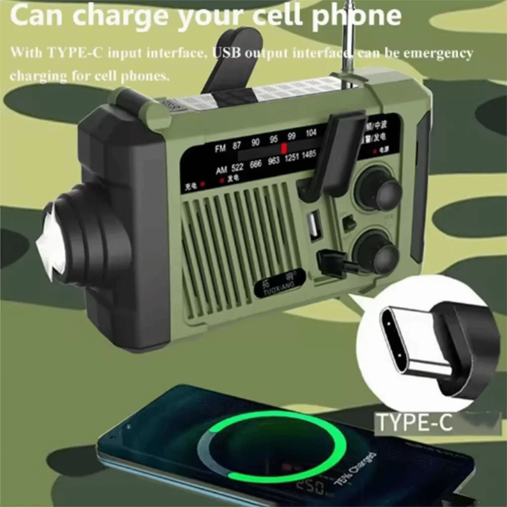 

Радиоприемник с ручным приводом, USB-зарядкой, многофункциональный AM/FM-радиоприемник с фонариком, солнечной батареей, аварийным радио, лампой для чтения, внешним аккумулятором