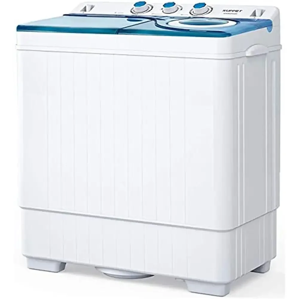 Portable Twin Tub Washing Machine 26lbs Capacity Compact Washer & Spinner with Built-in Drain Pump- Semi-Automatic Operation-