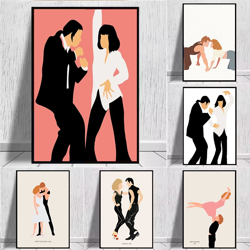 La La Land Dancing Grease Movie Posters Prints Wall Pictures Funny Pulp Fiction Abstract Minimalist Art Canvas Painting Decor