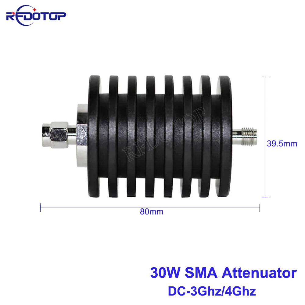 1Pcs 30W SMA Male to Female Jack Connector Attenuator DC-3Ghz/4Ghz RF Coaxial Power 1/2/3/5/6/10/15/20/25/30db/40db/50db50 Ohm